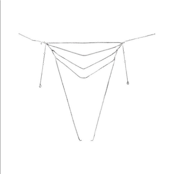 NWT VICTORIA'S SECRET Silver Rhinestone V-string Panty - Picture 2 of 12